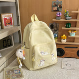 KYLETHOMASW  -  Women's Backpack Cute Cat Embroidery Letter Plush Charm Multi Pocket Adjustable Strap Casual Daily School Bag New Back Pack