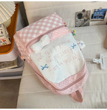 KYLETHOMASW  -  All Match High-capacity Backpack Women Students Travel Schoolbag Sweet Y2k Aesthetic Letter Print Dots Plaid Patchwork Backpacks