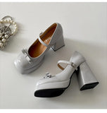 KYLETHOMASW  -  New Spring Platform Thick Heel Women Mary Jane Shoes Fashion Square Toe Shoes Ladies Elegant Height Increase Dress Shoes