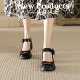 KYLETHOMASW  -  High Heels Women's Summer Word Belt Mary Jane Single Shoes Thick Heel Light Mouth Buckle High Heel Leather Shoes Women Pumps