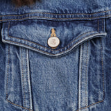 KYLETHOMASW  -  Dark Wash Denim Jacket with Removable Faux Fur Collar Women Cropped Long Sleeve Casual Y2K Korean Fashion Cowboy Coat