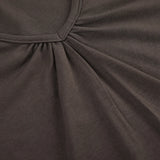 KYLETHOMASW  -  Folds V-neck Top Brown Vintage Slimming Button Short Sleeve T-shirt Casual Basic Streetwear Elegant Cargo Tops Summer