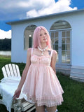 KYLETHOMASW  -  Summer Fashion Design New Sweet Pink Loose Slip Dress France Cottagecore Kawaii Lace Sleeveless Cute Casual Dresses Women