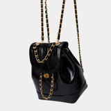 Kylethomasw Korea Mini Chains Backpack Ins Student Oil Wax Leather Shoulder Bag Women Autumn Winter Female Travel Bagpack Black Rucksack