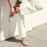 KYLETHOMASW  -  Brand Faux Suede Lace Up Ballet Flats Women Comfort Round Toe Mary Jane Shoes for Ladies Fashion Designer Soft Sole Casual Shoes