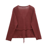 KYLETHOMASW  -  2025 Minimalist Angora Red Knitted Cardigan Jacket Women Coat Sunscreen Shirt Tops