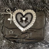 KYLETHOMASW  -  New Sweet Plaid Bags for Woman Bow Heart Shoulder Bag Chain Bolso High Capacity Sac Femme Y2k Fashion Bolsos De Mujer