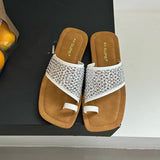 KYLETHOMASW  -  Fashion Luxury Rhinestones Ladies Flats Slippers Shoes Summer Beach Female Flip flops Slides Women Flats Slippers Sandals Shoes