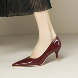 KYLETHOMASW  -  5cm Stilletos High Heels Dress Shoes Ladies Red/Nude Pumps Women Patent Leather Tacones Wedges Femme Office Gift Shoes Wedding