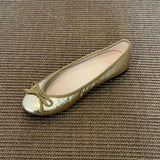 KYLETHOMASW  -  Women's Leather Bow Ballet Women's Flats and Loafers,Slip on Soft Chaussures Pour Femmes,Elegant Party Daily Office Ladies Shoes