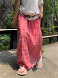 KYLETHOMASW  -  Pink Plaid Skirts Chic Casual Women Hot Sale Summer Office Lady High Waist Streetwear Loose Gentle Daily New Mujer
