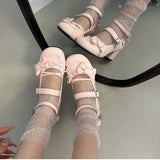 KYLETHOMASW  -  Butterfly-knot Lolita Women Mary Jane Shoes Elegant Round Toe Thick Heel Shoes Ladies Fashion Dress Pumps