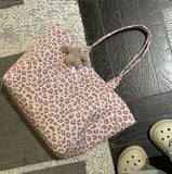 KYLETHOMASW  -  Hot Girl Sweet Cute Pink Leopard Handbag Women Large Capacity Canvas Shoulder Bag Ladies Everyday Commute Versatile Underarm Bag