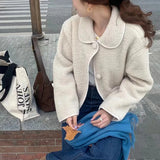 KYLETHOMASW  -  Sweet Hot Girl Turn-down Collar Long-sleeved Short Jacket Women's Autumn Slim Fit Single Breasted Jacket Fashion Female Clothes