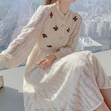 kylethomasw Floral Embroidery Women Dress Elegant Long Sleeve Party Maxi Knitted Dresses for Women Korean Style Autumn Winter Robes