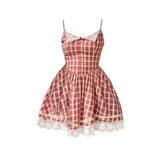 KYLETHOMASW  -  Holiday Dress Summer 2024 Plaid Suspender Dresses Women's New Female Clothing High Waist Strappy A-line Elegant Party Dresses.