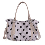 KYLETHOMASW  -  Women Polka Dot Nylon Tote Bag Pu Leather Handle Large Capacity Soft Shoulder Bag Casual Daily Crossbody Handbag Purse