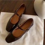 KYLETHOMASW  -  Small Leather Shoes Women's Spring Low-heeled Buckle Pumps Womens Square Head Two Wear Mary Jane Women's Shoes