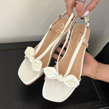 KYLETHOMASW  -  Elegant Women Low Heel Sandals Wedges Shoes Female Buckle Footwear Fashion Butterfly-Knot Ladies Heeled Sandals Shoes Pumps