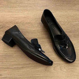 KYLETHOMASW  -  Classicial British Style Women's Loafers 2025 Autumn New Trendy Casual Office Work Shoes Retro Solid Color Soft Soled Lady Pumps