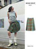 KYLTHOMASW  -  Summer Women Korean Vintage Plaid Midi A-line Skirt Japanese Y2k Coquette Fashion 2000s Aesthetic Gyaru Classical E-girl Grunge