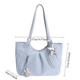KYLETHOMASW  -  Vintage Frosted Tote Bag Casual Students Purse Large Capacity Shoulder Bag Polka Dot Drawstring Zipper Handbag with Star Pendant