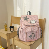 KYLETHOMASW  -  Star Polka Dot Bag Drawstring Mochila Outdoor Casual Mochilas Mujer Travel Backpacks Fashion Backpack Student Bags for Woman