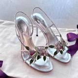 KYLETHOMASW  -  Jeweled Strappy Slingback Stiletto Sandals Woman Summer Bling Crystal Open Toe Slip-On Party Dress Wedding Evening Shoes