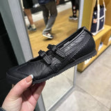 KYLETHOMASW  -  Vintage Round Toe Shallow Mouth Velcro Sports Flat Ballet Shoes Women Mary Jane Shoes German Training Shoes