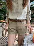 KYLETHOMASW  -  New Beige High Waist Denim Shorts Women Vintage Casual Mini Jeans Shorts Summer 2026
