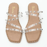 Kylethomasw 2024 Beach Studded Transparent Rivet Strong Flat Women's Slippers Lightweight Non-slip Sabot Summer Designer Sandals