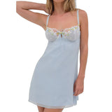 KYLETHOMASW  -  Summer Dress Women French Fashion Ladies Elegant Suspender Dress Embroidered Flowers Lace Sexy Mini Dress Female