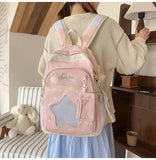 KYLETHOMASW  -  High-capacity Transparent Star Dot Ita Bags Sweet Y2k Aesthetic Ins Students Backpacks Contrast Color Patchwork Women Schoolbags