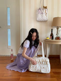 KYLETHOMASW  -  Floral Canvas Lace Shoulder Bag with Zipper Design Large Capacity Multiple Pockets Cloth Bags
