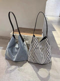 KYLETHOMASW  -  Ins Striped Canvas Tote Bag 2025 Summer New Large Capacity Casual Versatile Single Shoulder Underarm Bags