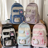 KYLETHOMASW  -  Cat Print Transparent Mochilas Mujer Sweet Large Capacity Mochila Fresh Sweet Bag New Teenage Girls Backpack Bags for Woman
