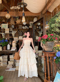 KYLETHOMASW  -  French Holiday Beach Backless Long Dress Women Summer Slash Neck Sleeveless Long Dress Elegant Evening Party Birthday Dresses