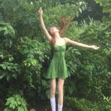 KYLETHOMASW  -  Women's Modest One Piece Swimsuit Pure Sweet Ruched Bathing Suit with Tummy Control Green Mini Dress Holiday Summer Beach