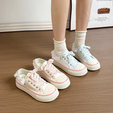 KYLETHOMASW  -  New Versatile Low-Top Soft-Soled Casual Sneakers Summer Polka Dot Lace Breathable Thick-Soled Canvas Shoes for Women