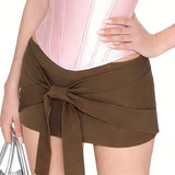 KYLETHOMASW  -  Bow Skirt Summer New Belt Solid Color Skirt