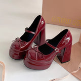 KYLETHOMASW  -  Designer Luxury Platform Thick Heel Women Mary Jane Shoes Butterfly-knot Shoes Ladies Elegant Height Increase Dress Pumps