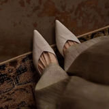 KYLETHOMASW  -  Summer Pointed Toe Stiletto Backless Leather Shallow Mouth Commuting Work Flats for Women