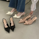 KYLETHOMASW  -  New Fashion Butterfly-kont Patent Leather Women Pumps Shoes Sexy Thin High Heels Pointed Toe Striptease Sandals