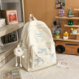 KYLETHOMASW  -  Women's Backpack Cute Cat Embroidery Letter Plush Charm Multi Pocket Adjustable Strap Casual Daily School Bag New Back Pack