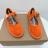 KYLETHOMASW  -  Floral Print Insole Velvet Flats Shoes Women Hand Stitching Elegant Mary Jeans Shoes Ladies Round Toe Ballets Flats Footwear