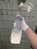KYLETHOMASW  -  Summer New French Girls' Ballet High Heels Satin Ribbon Ballet Bow Hooded Sandals