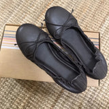 KYLETHOMASW  -  Women's Soft Leather Bow Ballet Flats Ruched Opening Round Toe Slip-on Flat Shoes Comfy Ladies Office Daily Walking Footwear