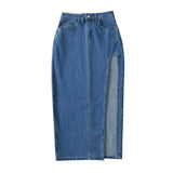 KYLETHOMASW  -  Summer Midi Skirts Vintage Clothes Sexy Skirts For Women Blue Jeans Skirt High Waisted Denim Skirt Split Thigh Denim Skirt