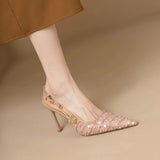 KYLETHOMASW  -  Pointed-toe Stiletto Heels Women's Sequins Cloth Spring and Summer New Straight Buckle Banquet Shoes Single Shoes