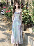 KYLETHOMASW  -  Sweet Spaghetti Strap Womens Dresses Elegant Sleeveless Ruffles Fairycore Birthday Party Dress Summer Female Slim Waist Vestidos